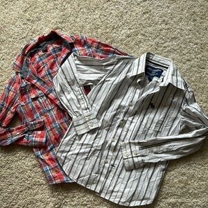 Boys 2 dress shirt long sleeve like new Abercrombie S & Gap L (10) plaid stripes